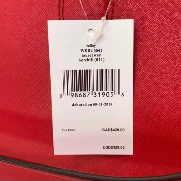 ❤️ NWT! Kate Spade Large Reilly Hot Chili Satchel - Picture 8 of 8
